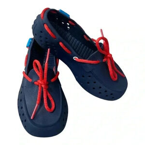 People Footwear Senna Blue Red Rubber Boat Slip On Shoes Boy’s Toddler size 10